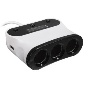 Diamond Wings Store ניסוי Universal Twin 2 Port USB 12V 24V 3 Way Car Charger Cigarette Socket Lighter LED