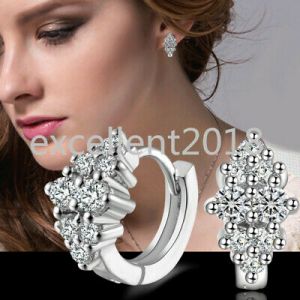Diamond Wings Store קטגוריית בת 2    High Class Lady Jewelry Bright Diamond Sterling Silver Ear Stud Earrings Jewelry