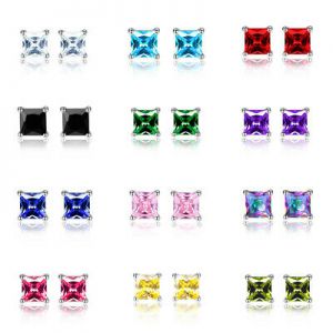 Diamond Wings Store קטגוריית בת 2    Fashion Square Cube Zircon Rhinestone Ear Studs Earrings Men Women Jewelry Gift