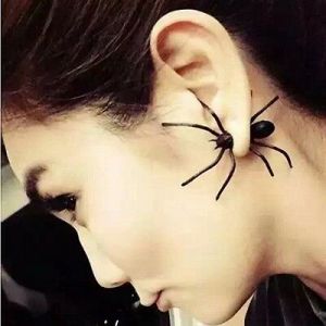 Diamond Wings Store קטגוריית בת 2    1Pcs Fashion Womens Halloween Black Spider Charm Ear Stud Earrings Jewelry New
