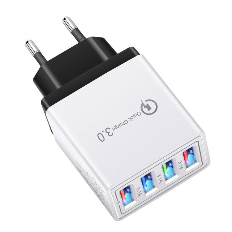 Diamond Wings Store ניסוי Bakeey 3.1A 4USB LED Light Fast Charging USB Charger Adapter For iPhone 8Plus XS 11Pro Huawei P30 Pro Mate 30 Oneplus 7 