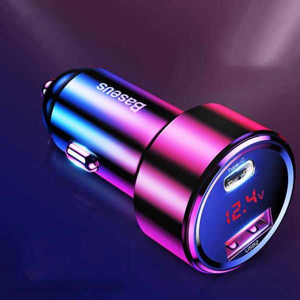 Diamond Wings Store ניסוי Baseus 45W Quick Charge 4.0 3.0 Dual USB Car Charger Type-C For Xiaomi Mi Huawei Supercharge SCP QC4.0 QC3.0 Fast PD USB C Car Pho