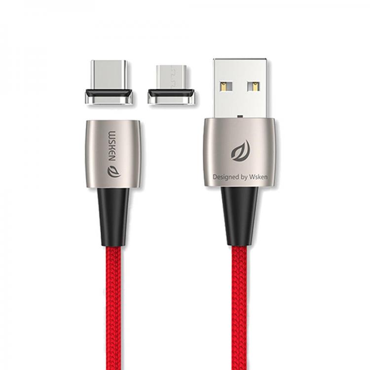 Diamond Wings Store ניסוי Wsken 3A Type C Micro USB Fast Charging Magnetic Data Cable with LED Light For Huawei P30 Pro Mate 30 5G Xiaomi Mi9 9Pro Redmi Not