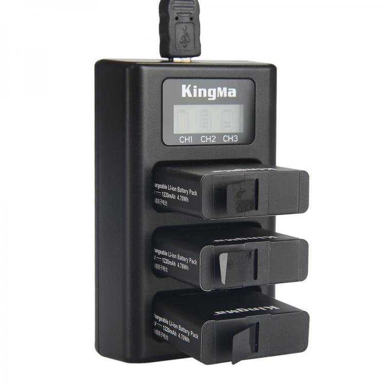 Diamond Wings Store ניסוי KingMa BM043 USB 3 Channel Battery Three Way Charger for Gopro Hero 6 / Hero 5 Action Camera