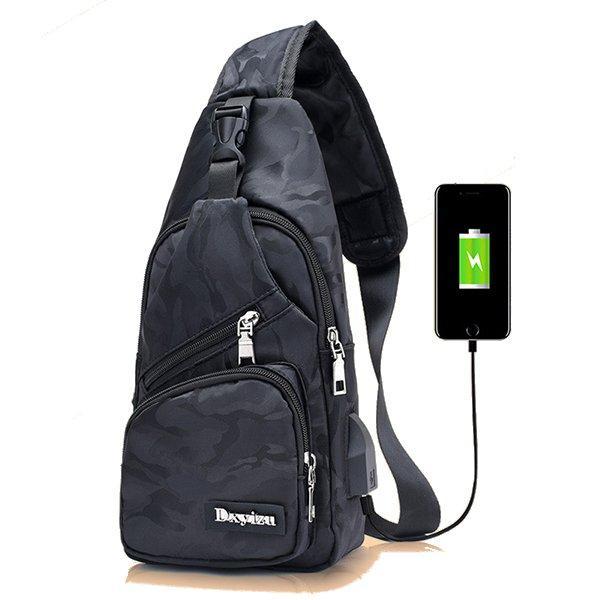 Diamond Wings Store ניסוי Men Crossbody Shoulder Bag Chest Bag Travel Hiking Daypack with USB charging Port