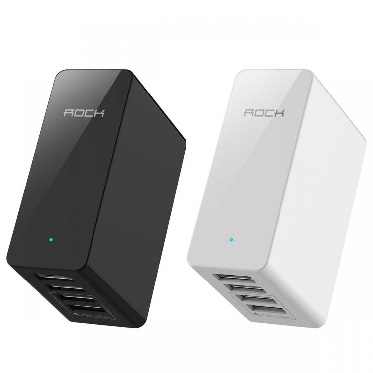 Diamond Wings Store ניסוי Rock Rocket US EU Plug 4 USB Ports 6.8A Travel Charger For Xiaomi Huawei Samsung DooGee UMI HTC Meizu