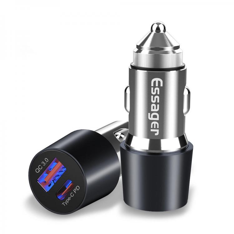 Diamond Wings Store ניסוי Essager 36W PD+Quick Charge 3.0 USB Car Charger for iPhone Xs Max for Samsung S9 