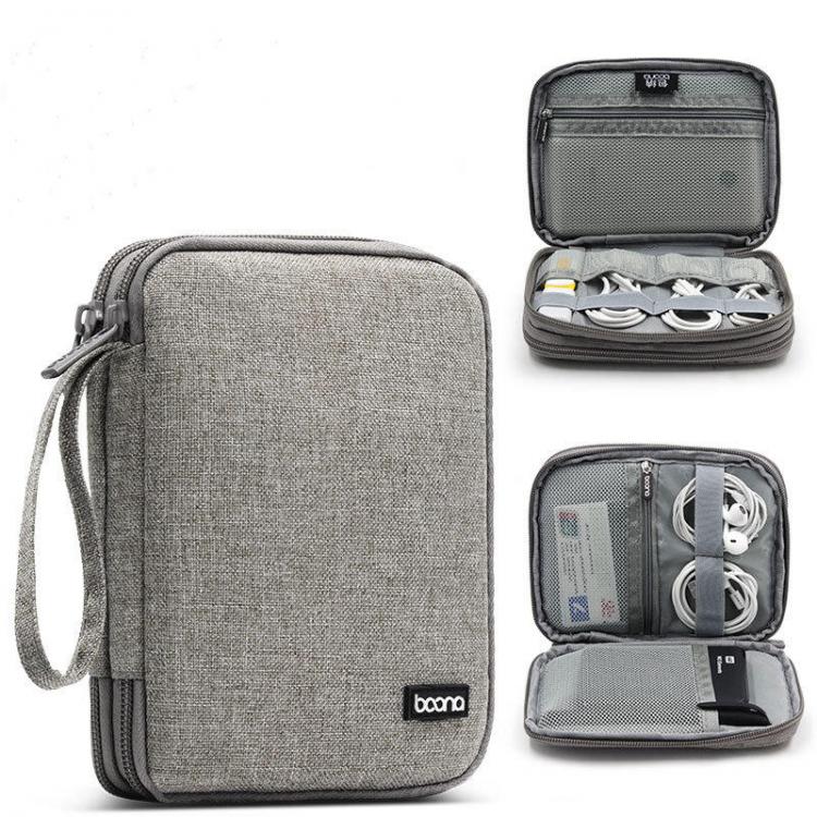 Diamond Wings Store ניסוי Boona 18*14cm Double-layer Digital Accessories Storage Bag USB Cable Charger Organizer Tablet Bag