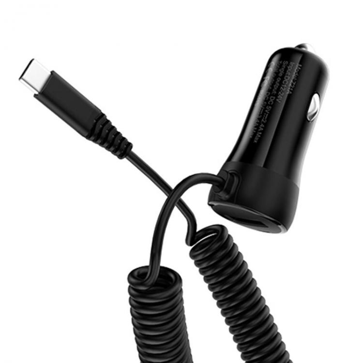 Diamond Wings Store ניסוי HOCO Micro USB and Type-c with Spring Cable Car Charger for Samsung Xiaomi Huawei  