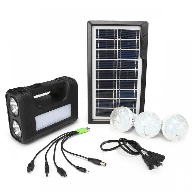 Diamond Wings Store ניסוי AC 110V-240V Solar Panel Power Generator LED Light Lamp USB Charger Home Outdoor System Kit