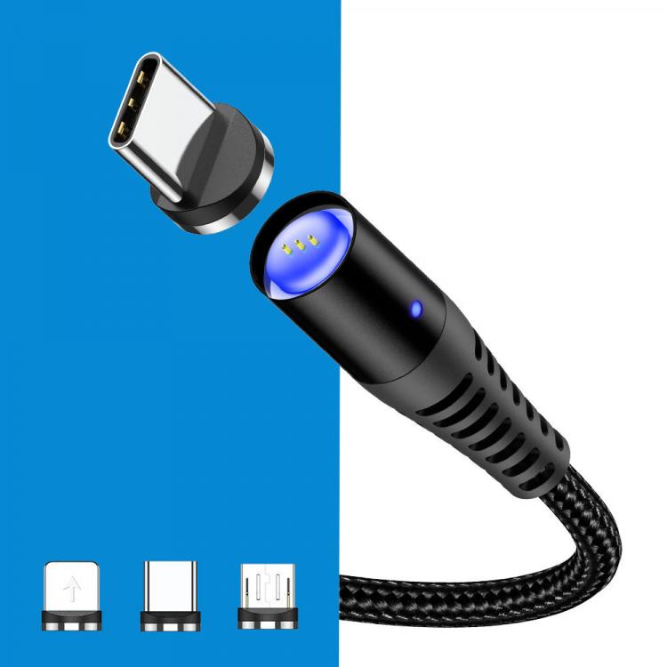Diamond Wings Store ניסוי TOPK 3A Micro USB Type C Circular Magnetic LED Idicator Light Fast Charging Data Cable For HUAWEI P30 XIAOMI Oneplus 7 S110 S10+ V