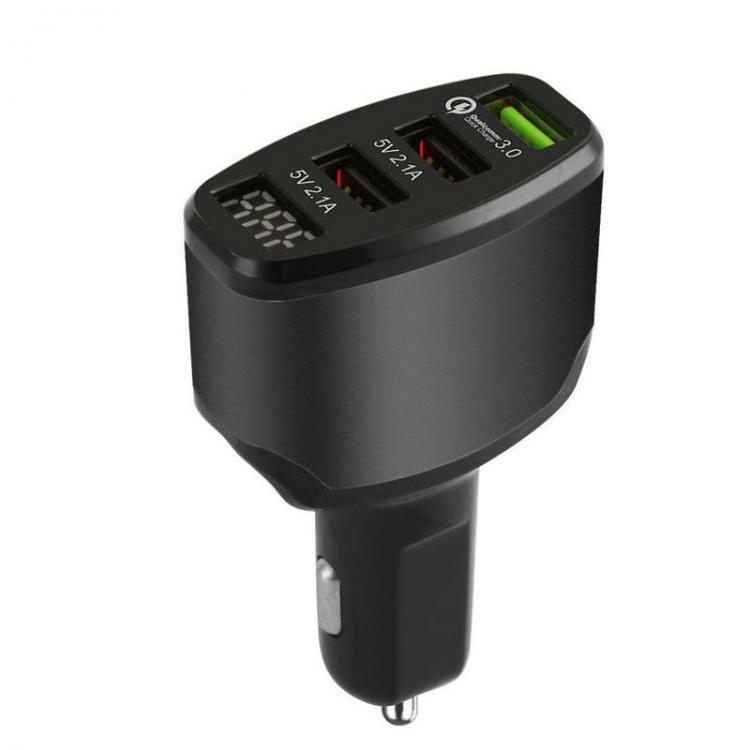 Diamond Wings Store ניסוי 7.2A QC 3.0 Quick Charge Car Charger Adapter 3 USB Ports With LED Voltage Display For Tablet Android