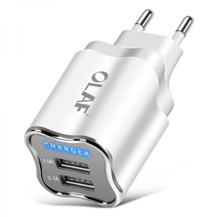Diamond Wings Store ניסוי Olaf Dual USB Phone Charger EU/US Plug LED Light 5V 2.1A Fast Charging Adapter for iPhone X fpr Samsung Xiaomi 