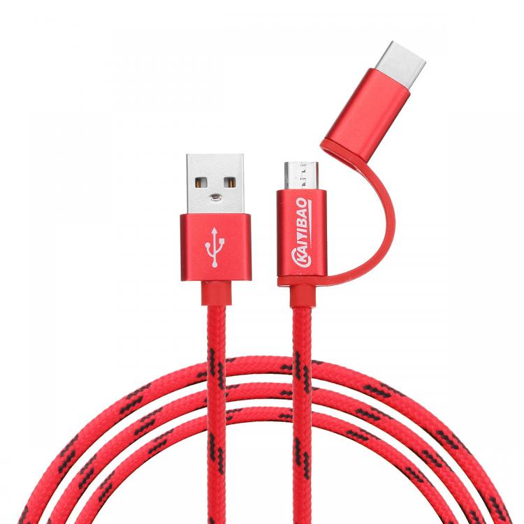 Diamond Wings Store ניסוי Bakeey 2.1A 2in1 Micro Type C USB Fast Charging Data Cable 1m For Samsung S8 S7 S6 Xiaomi 6 Redmi