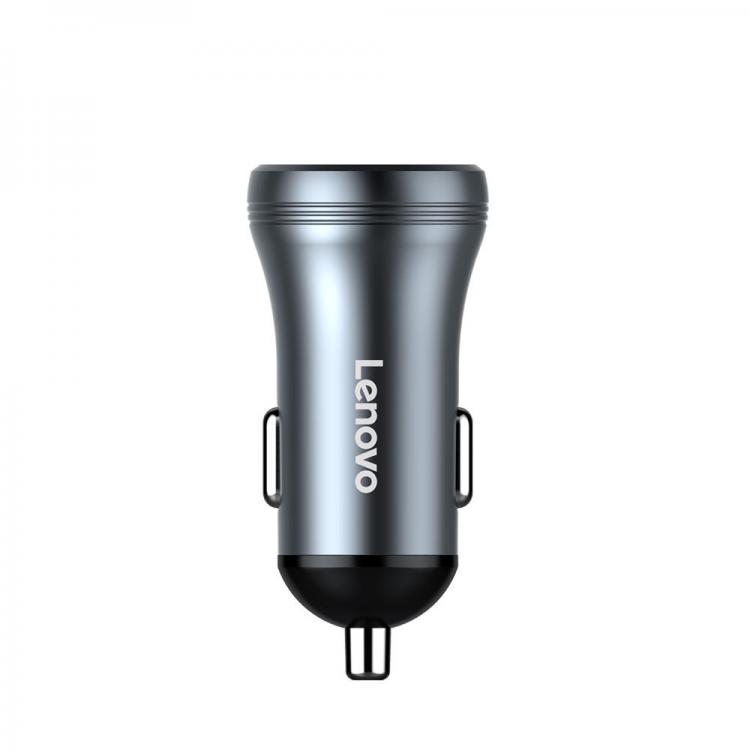 Diamond Wings Store ניסוי LENOVO HC10 Car Charger Car Cigarette Lighter 2 in 1 Dual USB Fast Charger