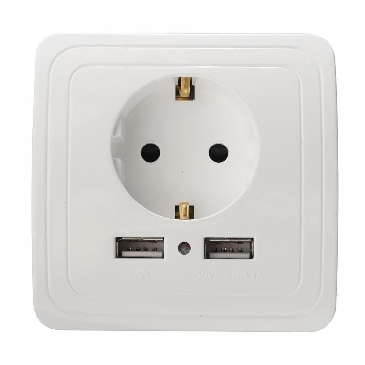 Diamond Wings Store ניסוי Excellway® KI09 5V 2A Dual USB Port Wall Charger Adapter EU Plug Sockets Power Outlet
