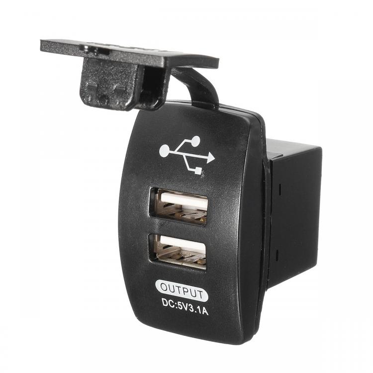 Diamond Wings Store ניסוי 12V Waterproof Dual USB Ports Car Charger Cigarette Lighter Socket Power Adapter