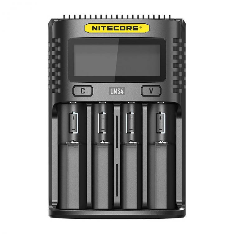 Diamond Wings Store ניסוי NITECORE UMS4  USB Battery Charger LCD Screen Smart 3Modes Charging For Almost All Battery Types