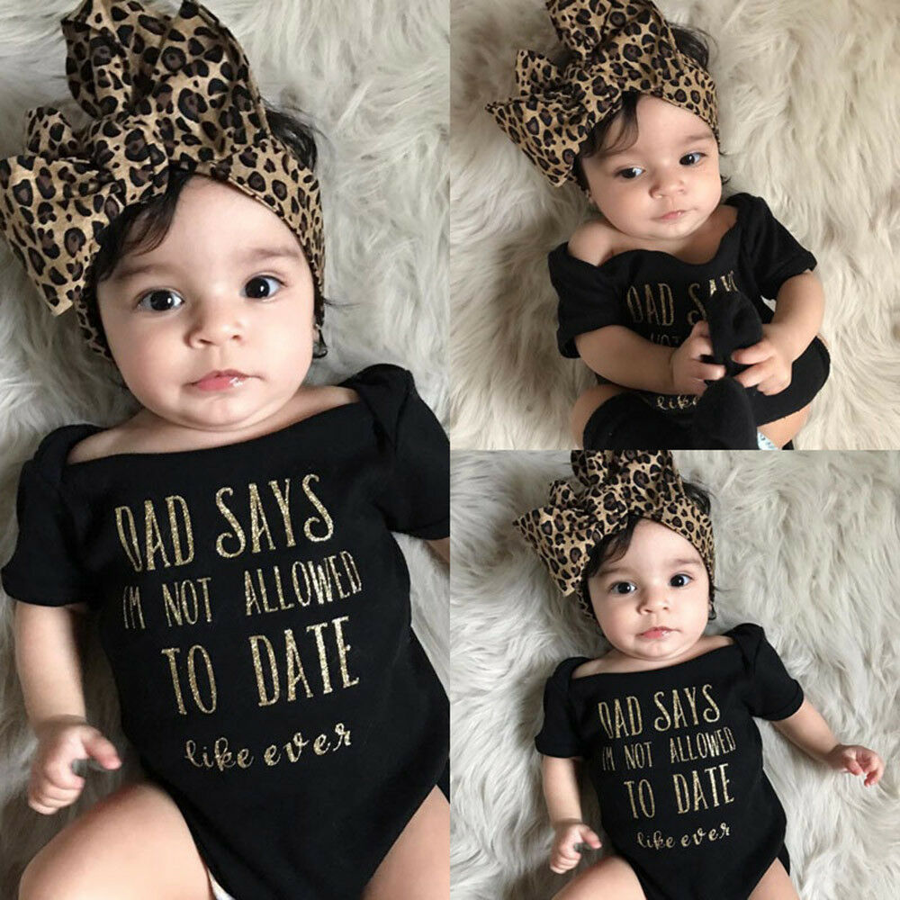 Diamond Wings Store Newborn Infant Baby Girl Letter Romper Jumpsuit Headband Outfits Clothes Set UK