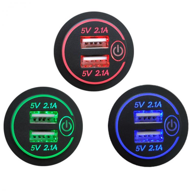 Diamond Wings Store ניסוי P15-S Touch Switch with Terminal 2.1A+2.1A Dual USB Car Motorized Modified Charger Mobile Phone12-24V