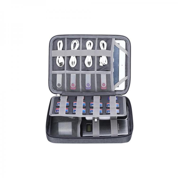 Diamond Wings Store ניסוי BUBM PBSM-B Double Layer Digital Accessories Storage Bag USB Charger Cable Tablet Organizer Bag