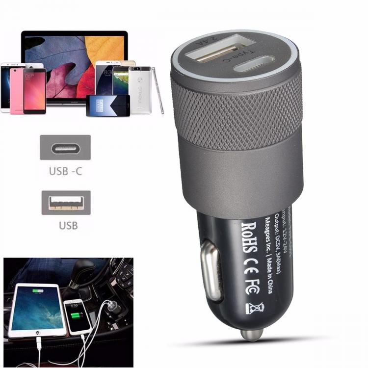 Diamond Wings Store ניסוי USB 3.1 Type C Car Charger 5V 3.1A Charging Output