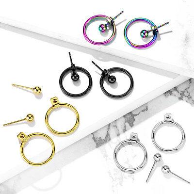 Diamond Wings Store קטגוריית בת 2    BALL Stud Hoop Double Front Back Earrings EAR Jacket Fashion JEWELRY Cartilage