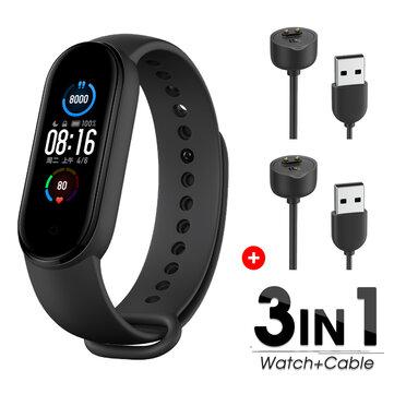 Diamond Wings Store קטגוריית בת 2 Original Xiaomi Mi band 5 Smart Watch Global Version + 2PCS Original Xiaomi TPE Charger Cable Set